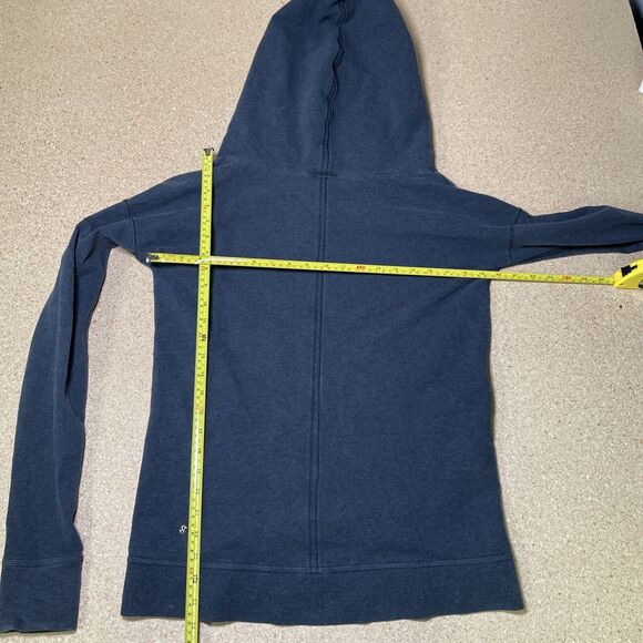 Lululemon Stress Less Hoodie Sweatshirt Grayish Blue Cotton Size 6 C2 - Picture 6 of 6